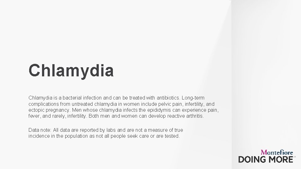 Chlamydia is a bacterial infection and can be treated with antibiotics. Long-term complications from