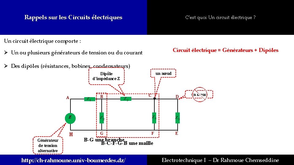 Rappels sur les Circuits électriques C’est quoi Un circuit électrique ? Un circuit électrique