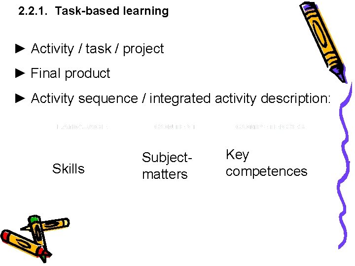 2. 2. 1. Task-based learning ► Activity / task / project ► Final product