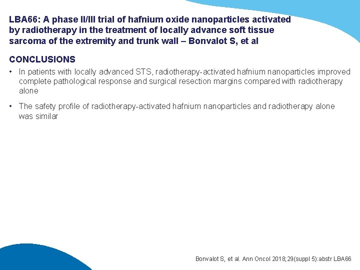 LBA 66: A phase II/III trial of hafnium oxide nanoparticles activated by radiotherapy in