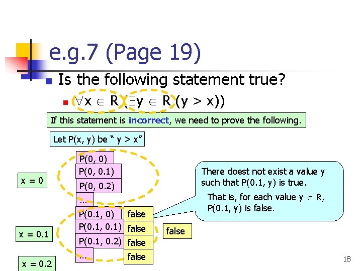 e. g. 7 (Page 19) n Is the following statement true? n x R