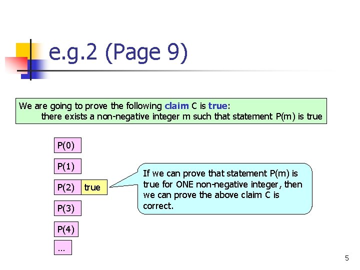 e. g. 2 (Page 9) We are going to prove the following claim C