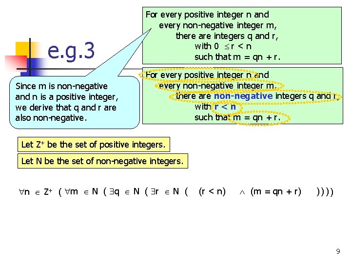 e. g. 3 Since m is non-negative and n is a positive integer, we