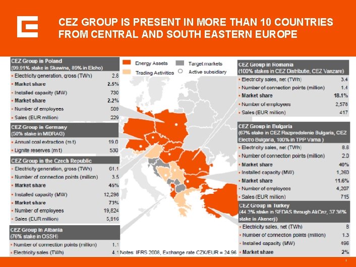 CEZ GROUP IS PRESENT IN MORE THAN 10 COUNTRIES FROM CENTRAL AND SOUTH EASTERN