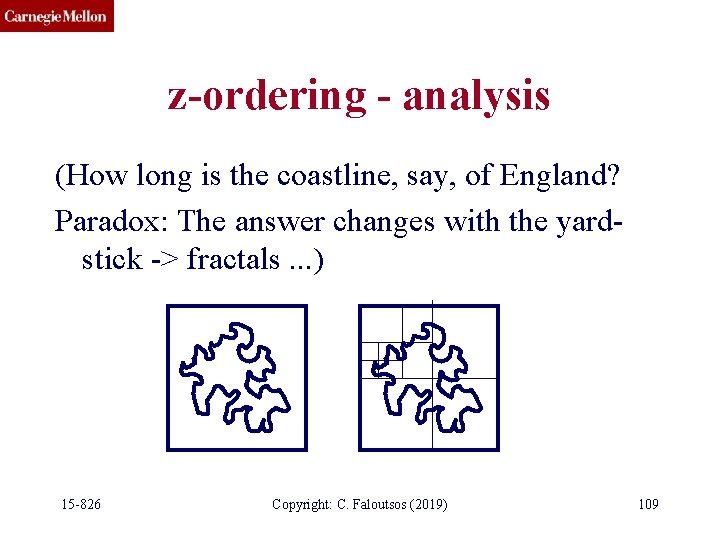 z-ordering - analysis (How long is the coastline, say, of England? Paradox: The answer