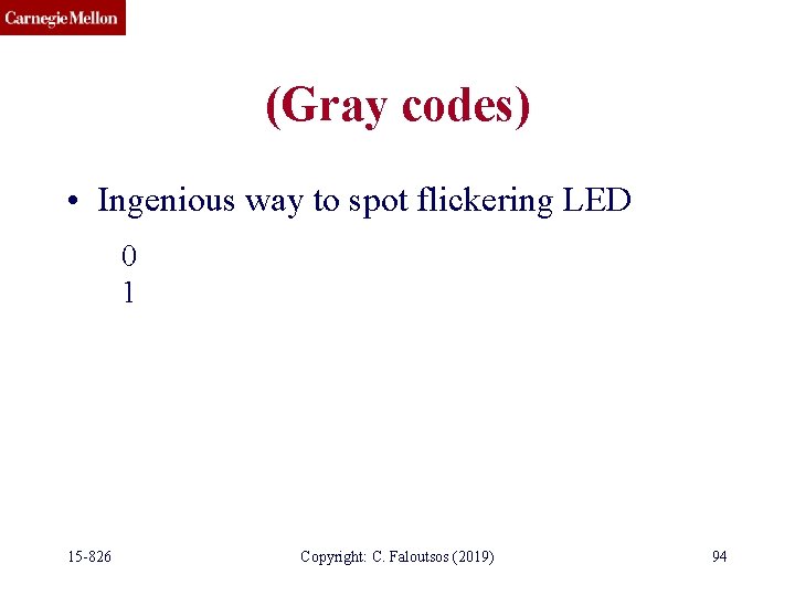(Gray codes) • Ingenious way to spot flickering LED 0 1 15 -826 Copyright: