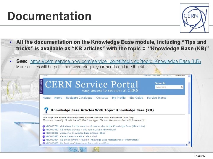 Documentation • All the documentation on the Knowledge Base module, including “Tips and tricks”