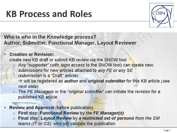 KB Process and Roles Who is who in the Knowledge process? Author, Submitter, Functional