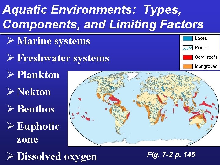 Aquatic Environments: Types, Components, and Limiting Factors Ø Marine systems Ø Freshwater systems Ø