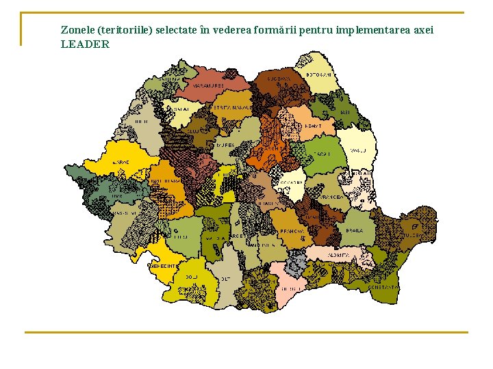 Zonele (teritoriile) selectate în vederea formării pentru implementarea axei LEADER 