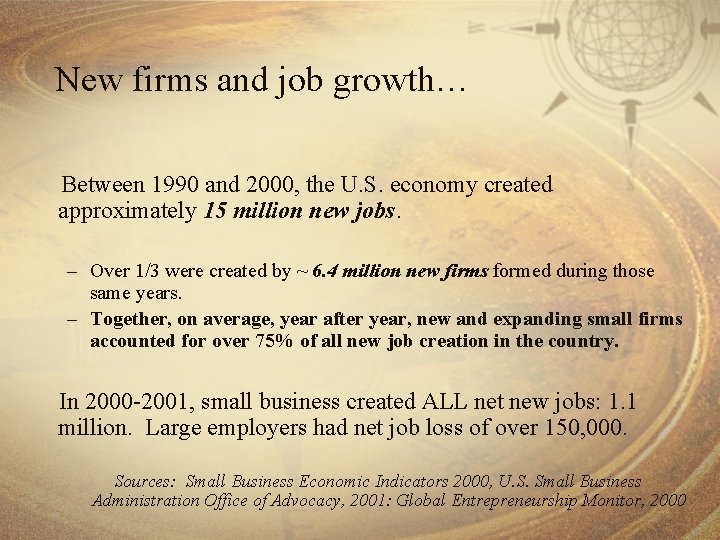 New firms and job growth… Between 1990 and 2000, the U. S. economy created