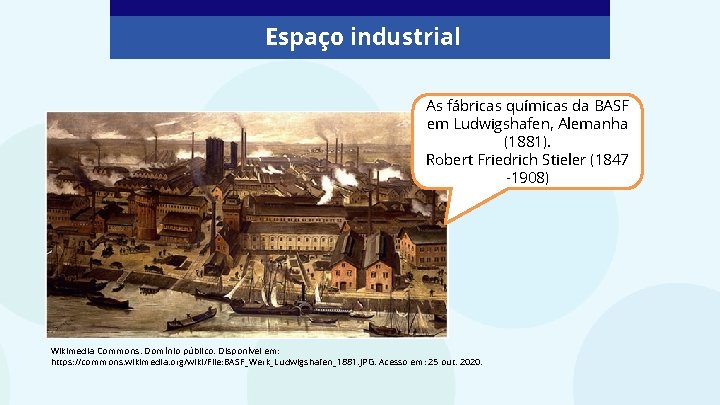 Espaço industrial As fábricas químicas da BASF em Ludwigshafen, Alemanha (1881). Robert Friedrich Stieler