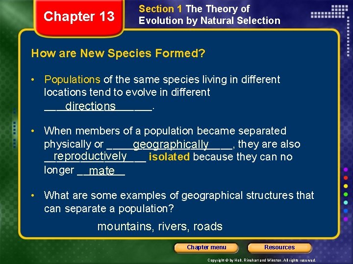Chapter 13 Section 1 Theory of Evolution by Natural Selection How are New Species