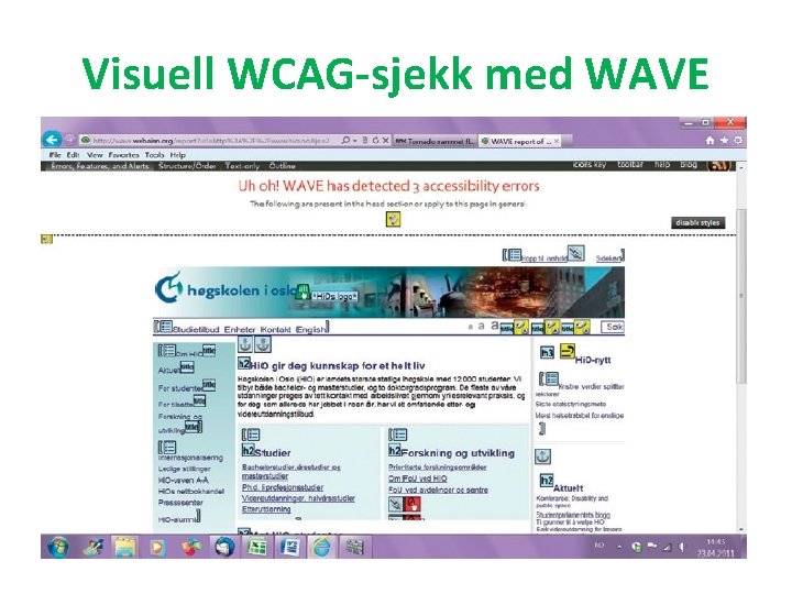 Visuell WCAG-sjekk med WAVE 