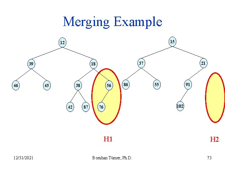 Merging Example 15 12 39 46 37 18 45 38 42 56 87 86