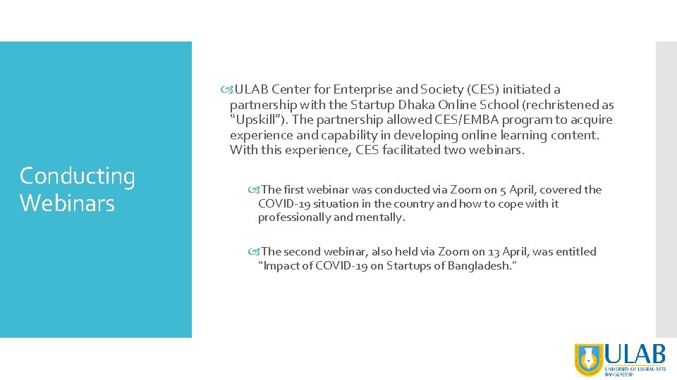  ULAB Center for Enterprise and Society (CES) initiated a partnership with the Startup