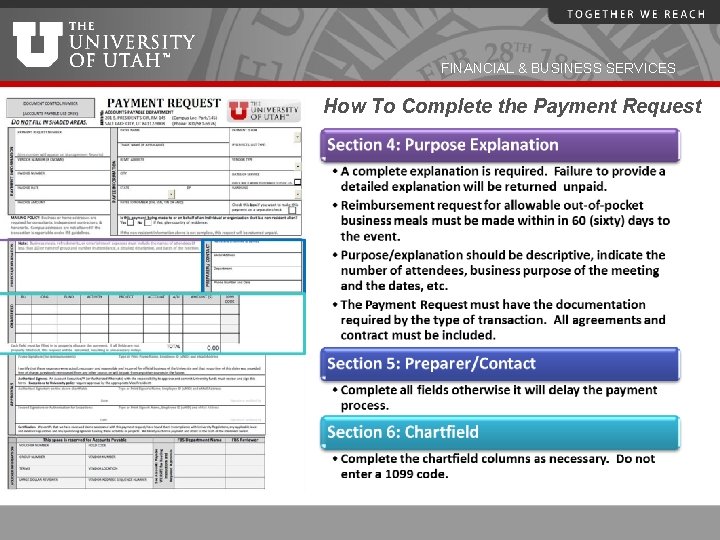 FINANCIAL & BUSINESS SERVICES How To Complete the Payment Request 