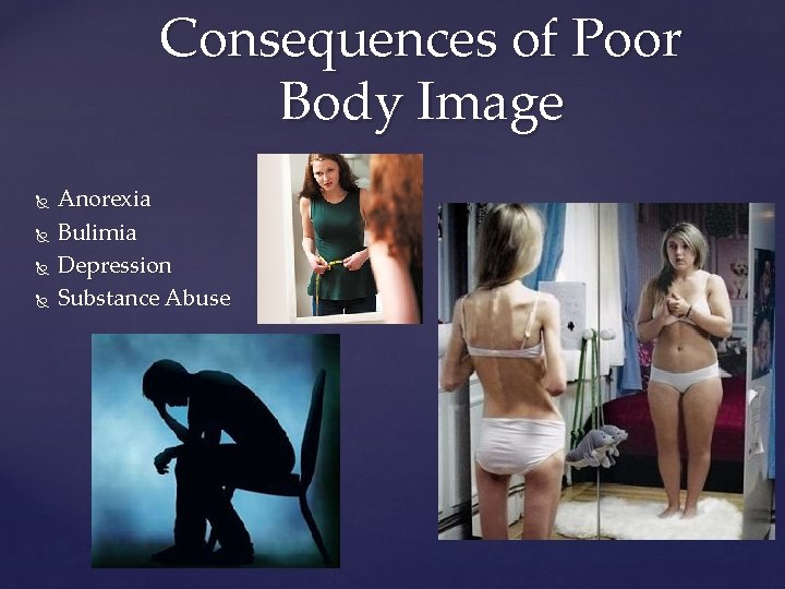 Consequences of Poor Body Image Anorexia Bulimia Depression Substance Abuse 