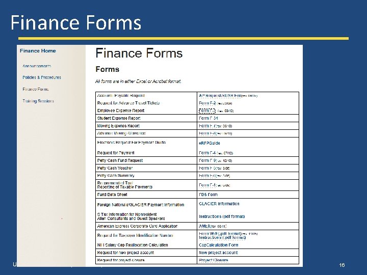 Finance Forms UR Financials Demo Days – February 2014 16 