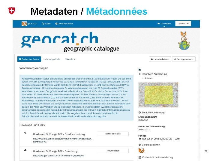 Metadaten / Métadonnées Bundesamt für Landestopografie / Office fédéral de topographie swisstopo 29 