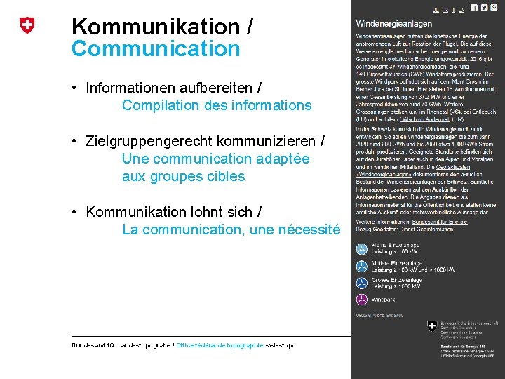 Kommunikation / Communication • Informationen aufbereiten / Compilation des informations • Zielgruppengerecht kommunizieren /