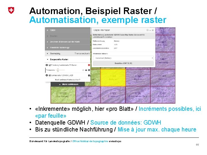 Automation, Beispiel Raster / Automatisation, exemple raster • «Inkremente» möglich, hier «pro Blatt» /
