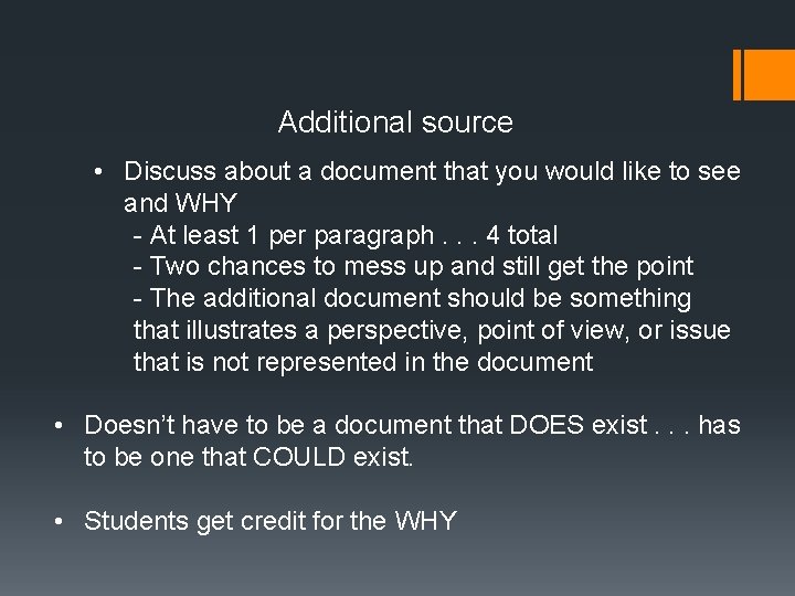 Additional source • Discuss about a document that you would like to see and