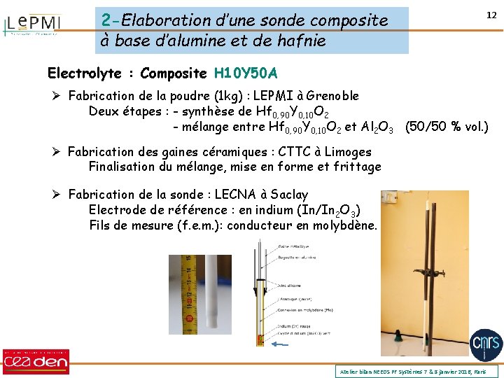 2 -Elaboration d’une sonde composite à base d’alumine et de hafnie 12 Electrolyte :