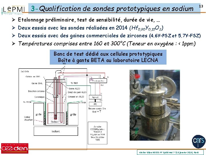 3 -Qualification de sondes prototypiques en sodium Ø Ø 13 Etalonnage préliminaire, test de