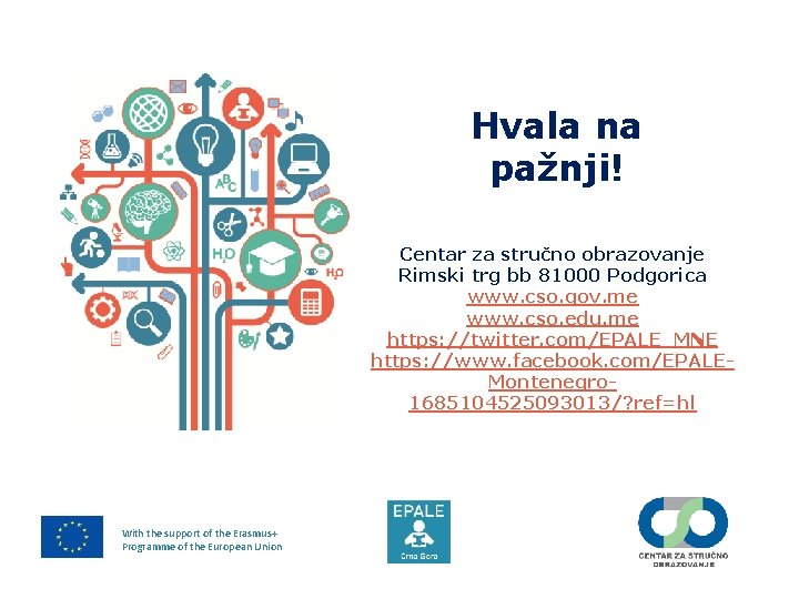 Hvala na pažnji! Centar za stručno obrazovanje Rimski trg bb 81000 Podgorica www. cso.