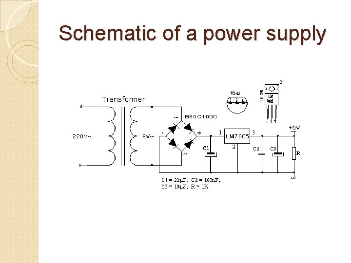 Schematic of a power supply 