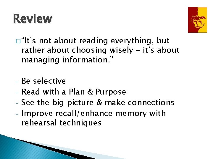 Review � “It’s not about reading everything, but rather about choosing wisely - it’s