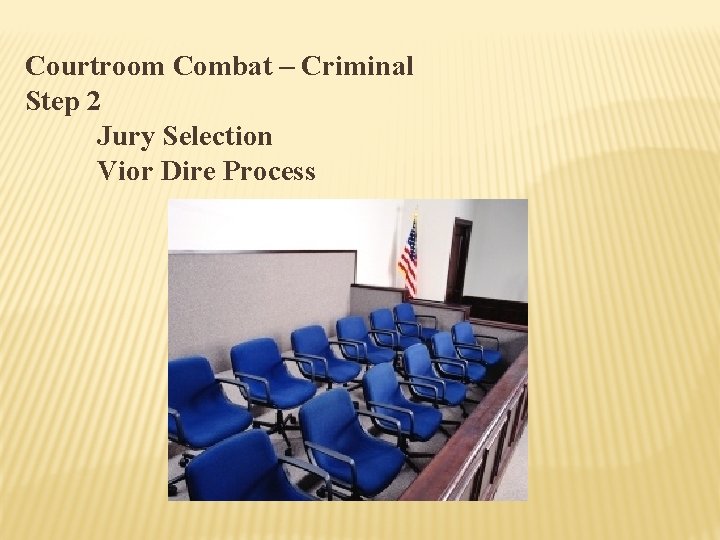 Courtroom Combat – Criminal Step 2 Jury Selection Vior Dire Process 