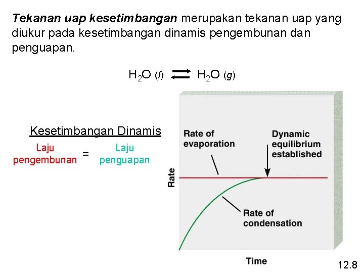 Tekanan uap kesetimbangan merupakan tekanan uap yang diukur pada kesetimbangan dinamis pengembunan dan penguapan.