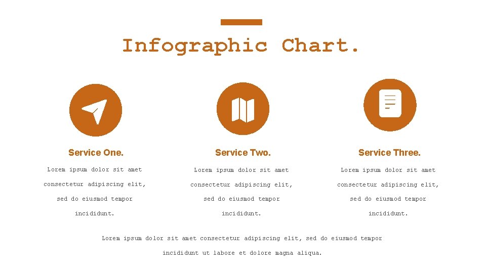 Infographic Chart. Service One. Service Two. Service Three. Lorem ipsum dolor sit amet consectetur