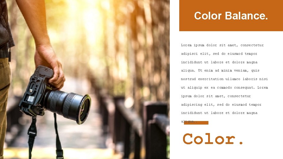 Color Balance. Lorem ipsum dolor sit amet, consectetur adipisci elit, sed do eiusmod tempor