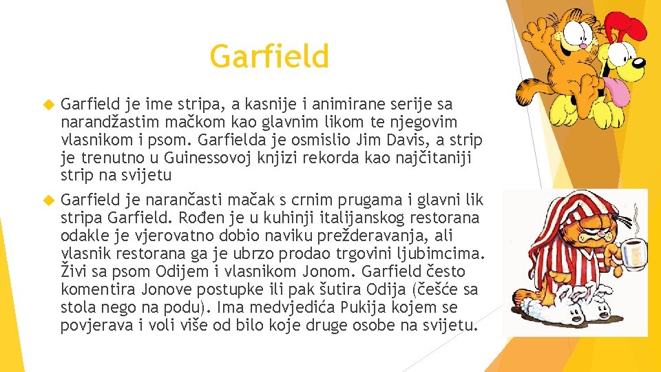 Garfield je ime stripa, a kasnije i animirane serije sa narandžastim mačkom kao glavnim