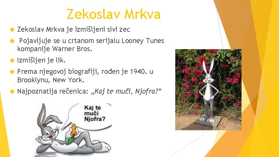 Zekoslav Mrkva je izmišljeni sivi zec Pojavljuje se u crtanom serijalu Looney Tunes kompanije