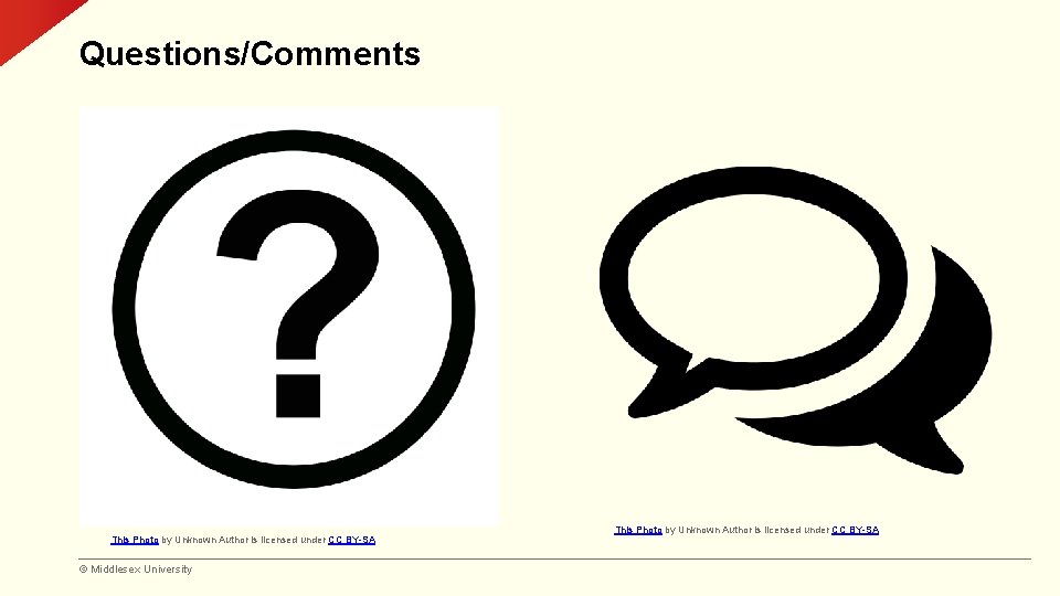 Questions/Comments This Photo by Unknown Author is licensed under CC BY-SA © Middlesex University