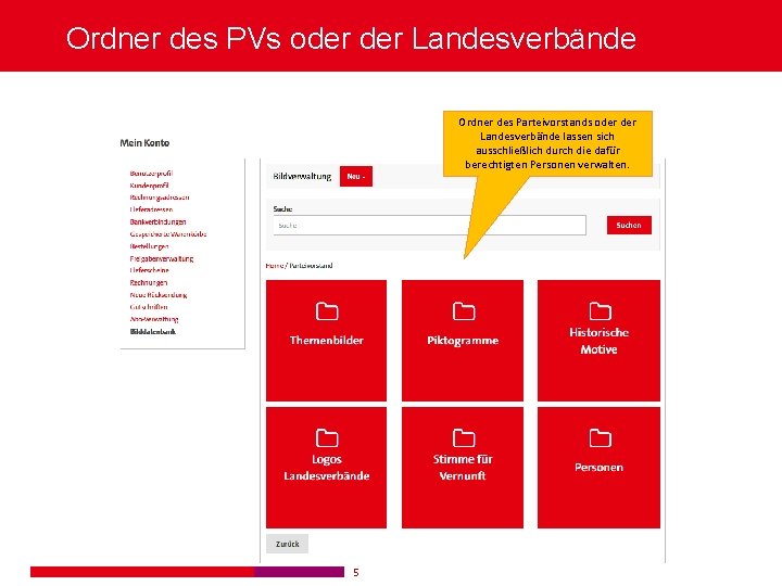 Ordner des PVs oder Landesverbände Ordner des Parteivorstands oder Landesverbände lassen sich ausschließlich durch