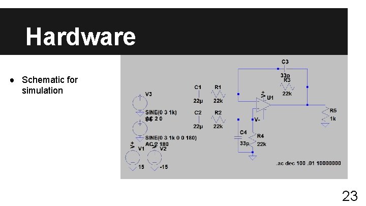 Hardware ● Schematic for simulation 23 