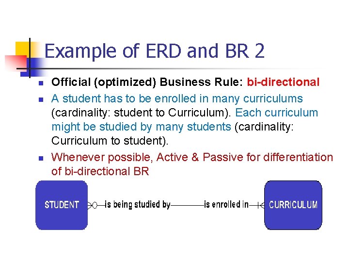 Part # 2 Example of ERD and BR 2 n n n Official (optimized)