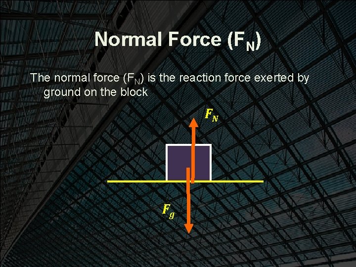 Normal Force (FN) The normal force (FN) is the reaction force exerted by ground