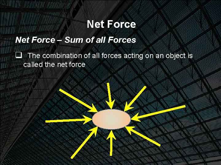 Net Force – Sum of all Forces The combination of all forces acting on