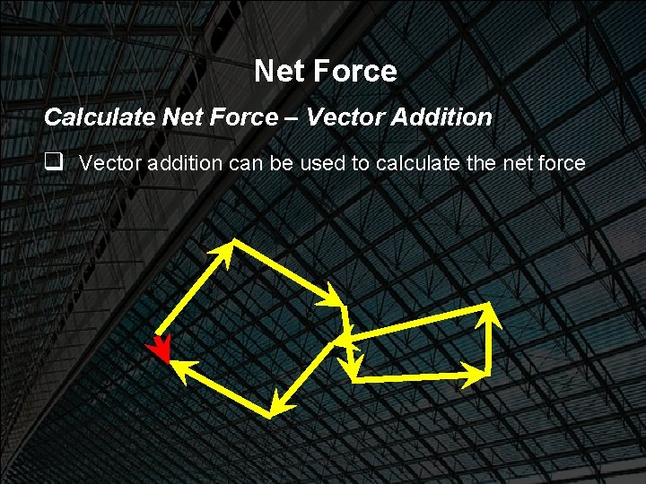Net Force Calculate Net Force – Vector Addition Vector addition can be used to