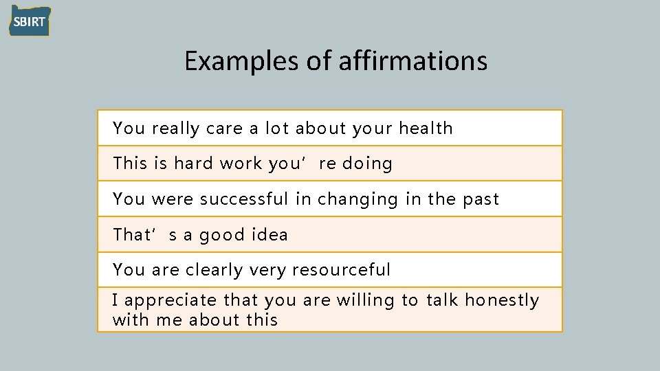 Examples of affirmations You really care a lot about your health This is hard