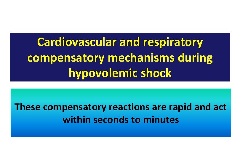 Cardiovascular and respiratory compensatory mechanisms during hypovolemic shock These compensatory reactions are rapid and