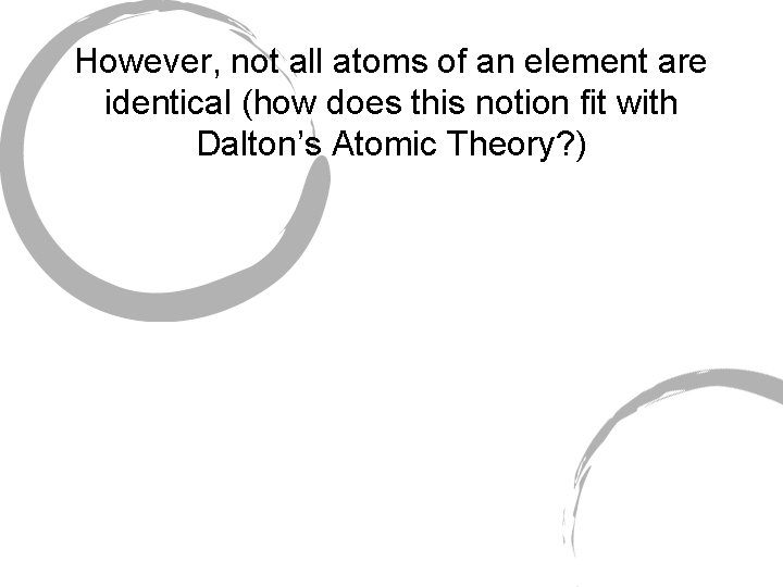 However, not all atoms of an element are identical (how does this notion fit