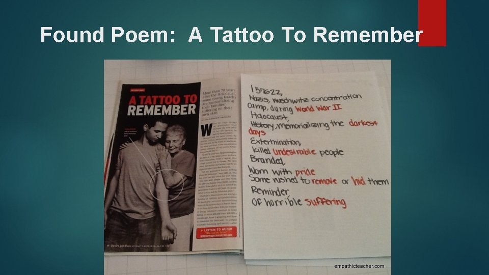 Found Poem: A Tattoo To Remember 