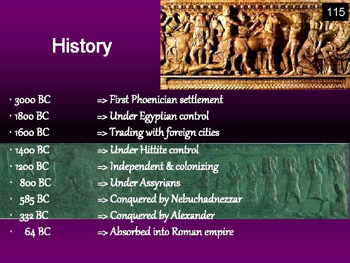 115 History • 3000 BC • 1800 BC • 1600 BC • 1400 BC